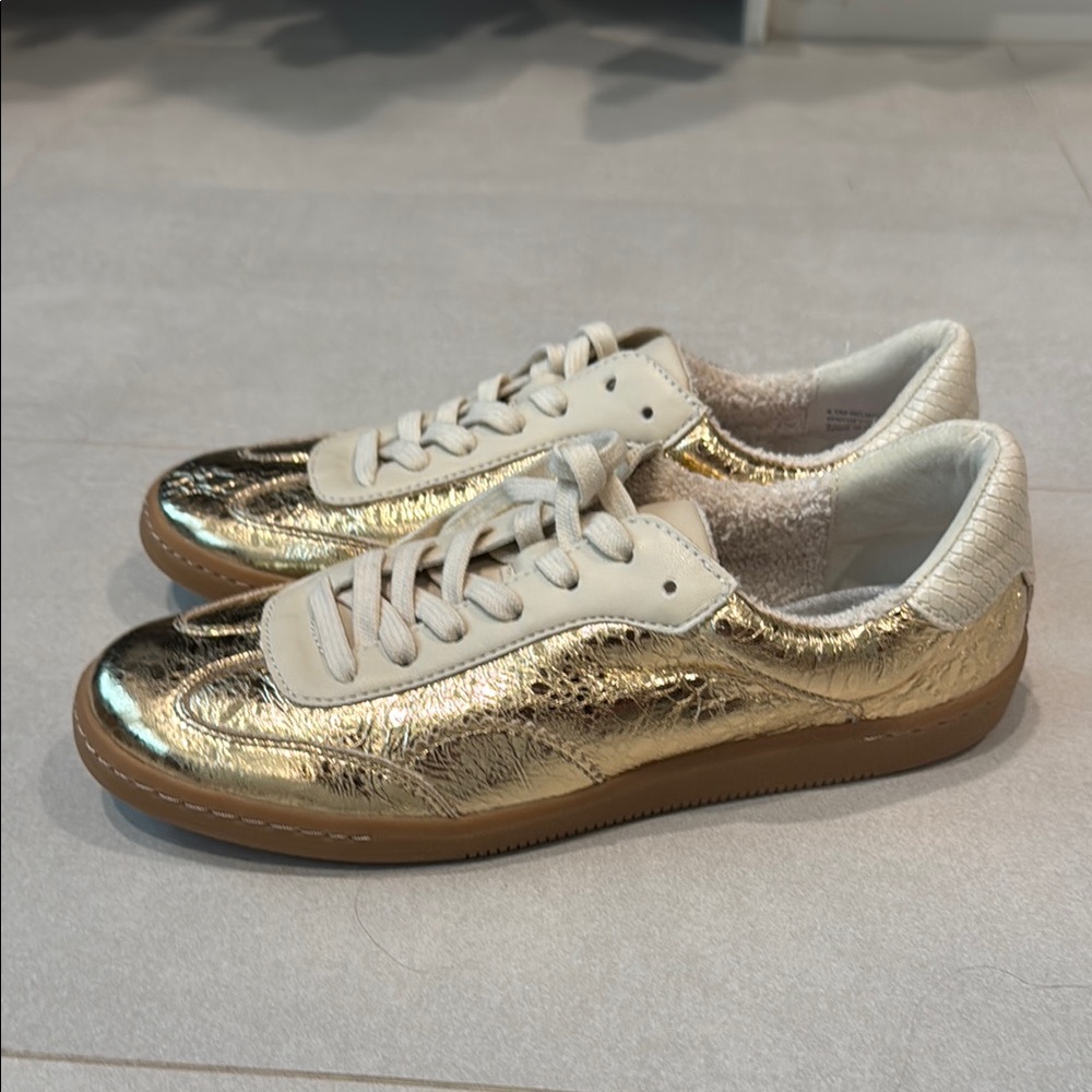 Dolce Vita Gold Sneakers Distressed Vintage Style